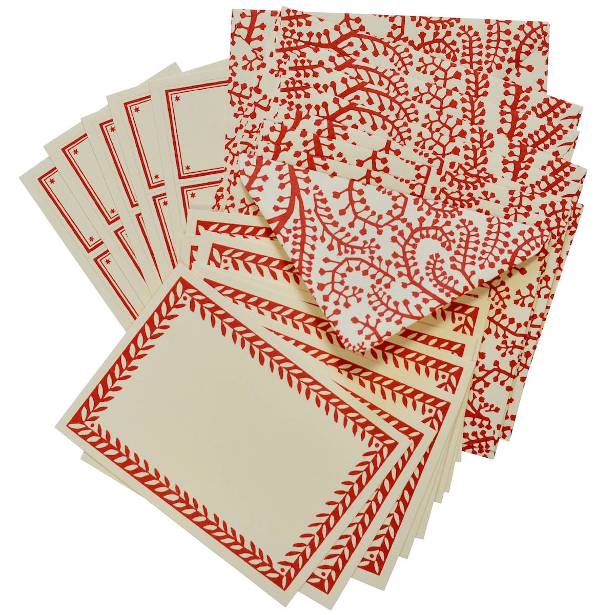 Seaweed Paisley Crimson Set of Notecards and Envelopes