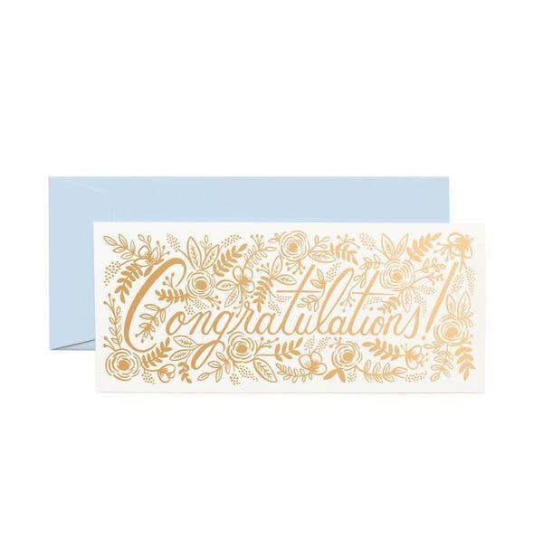 Champagne Floral Congrats Money Holder Card