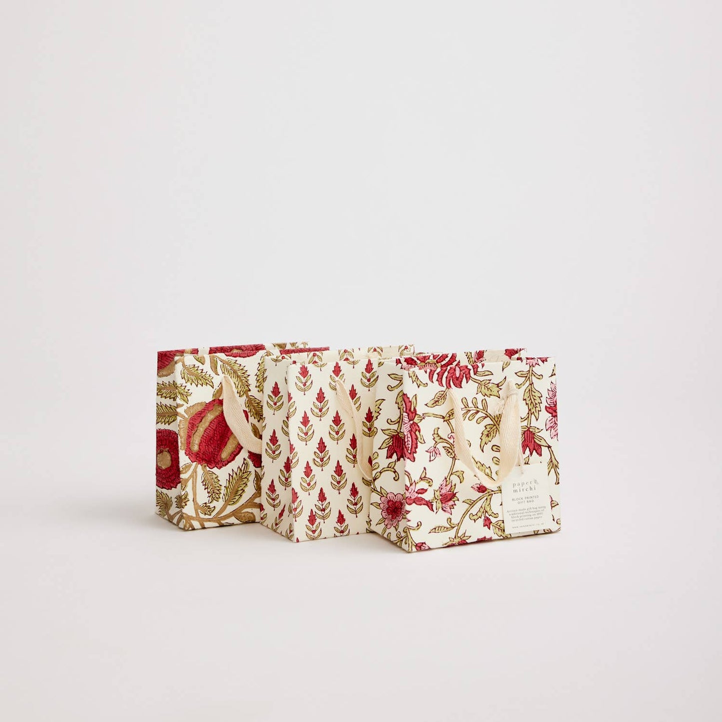 Scarlet Small Hand Block Printed Gift Bags