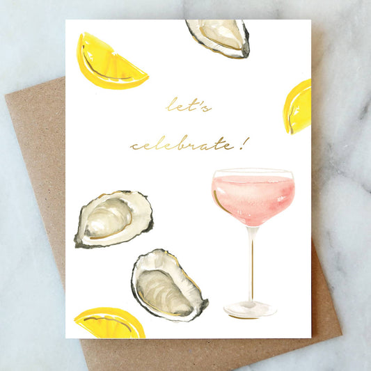 Abigail Jayne Design - Oysters and Rose Celebration Greeting Card | Cheers Congrats