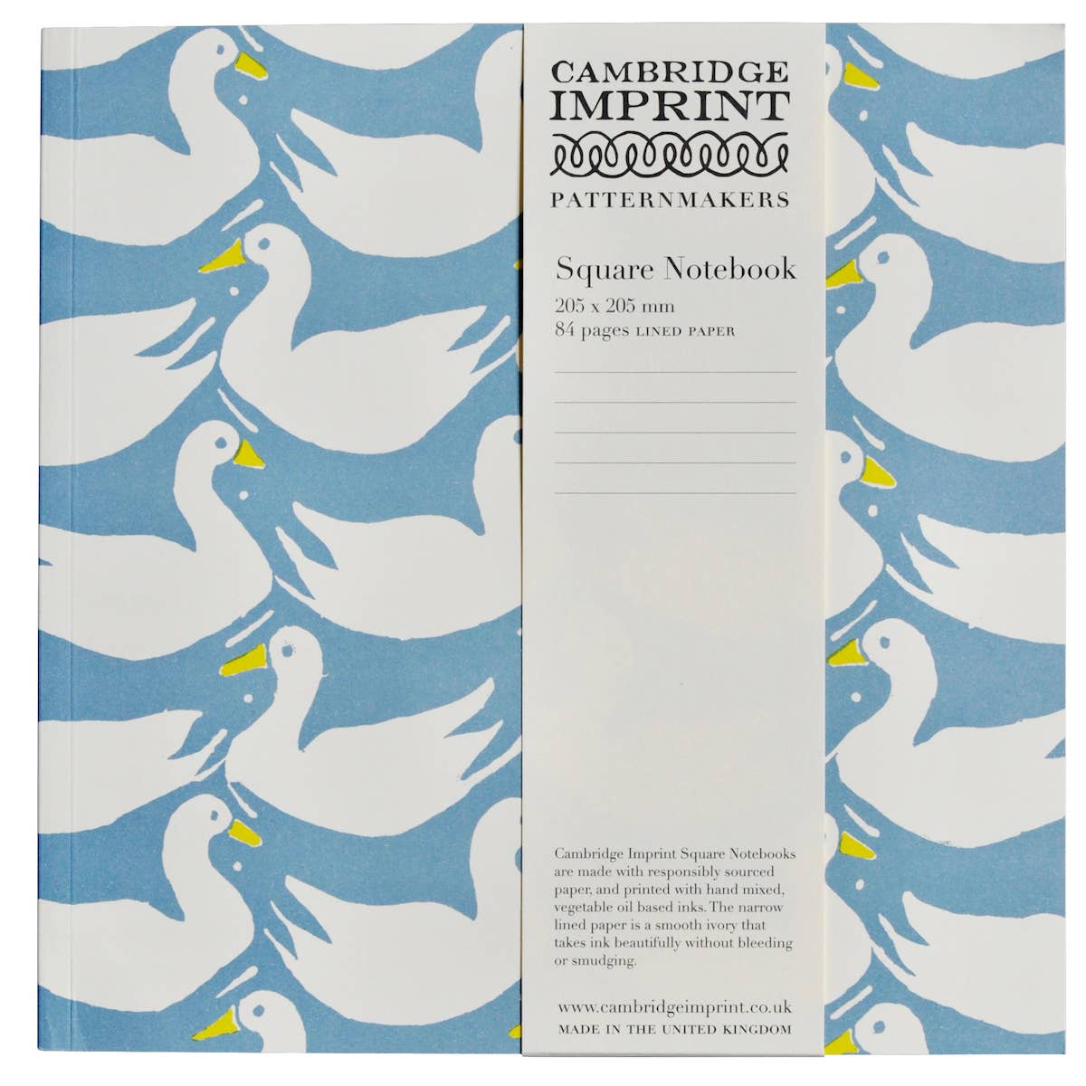 Cambridge Imprint notebook with duck pattern on blue background