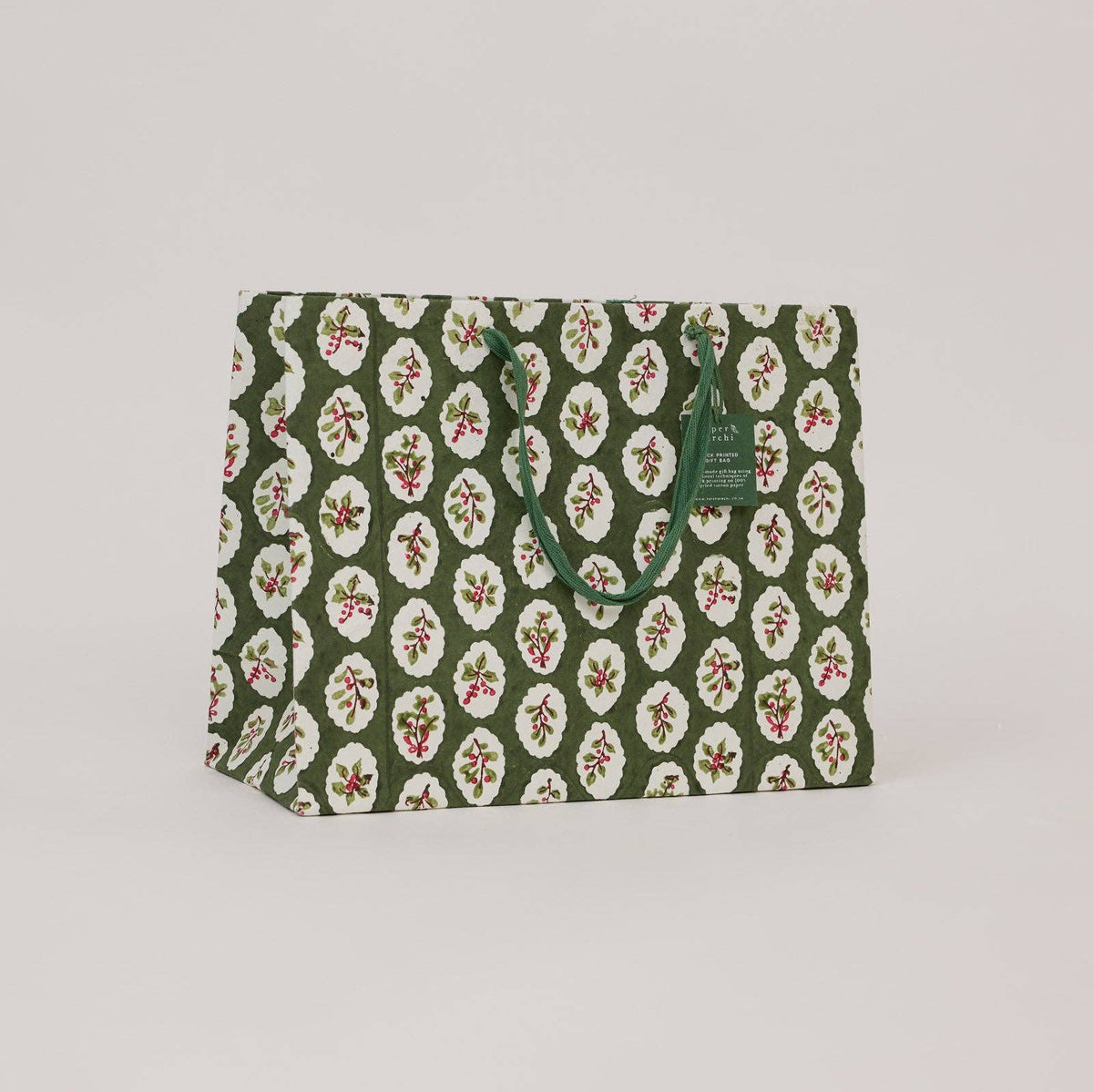 Holly Green Gift Bags - Large