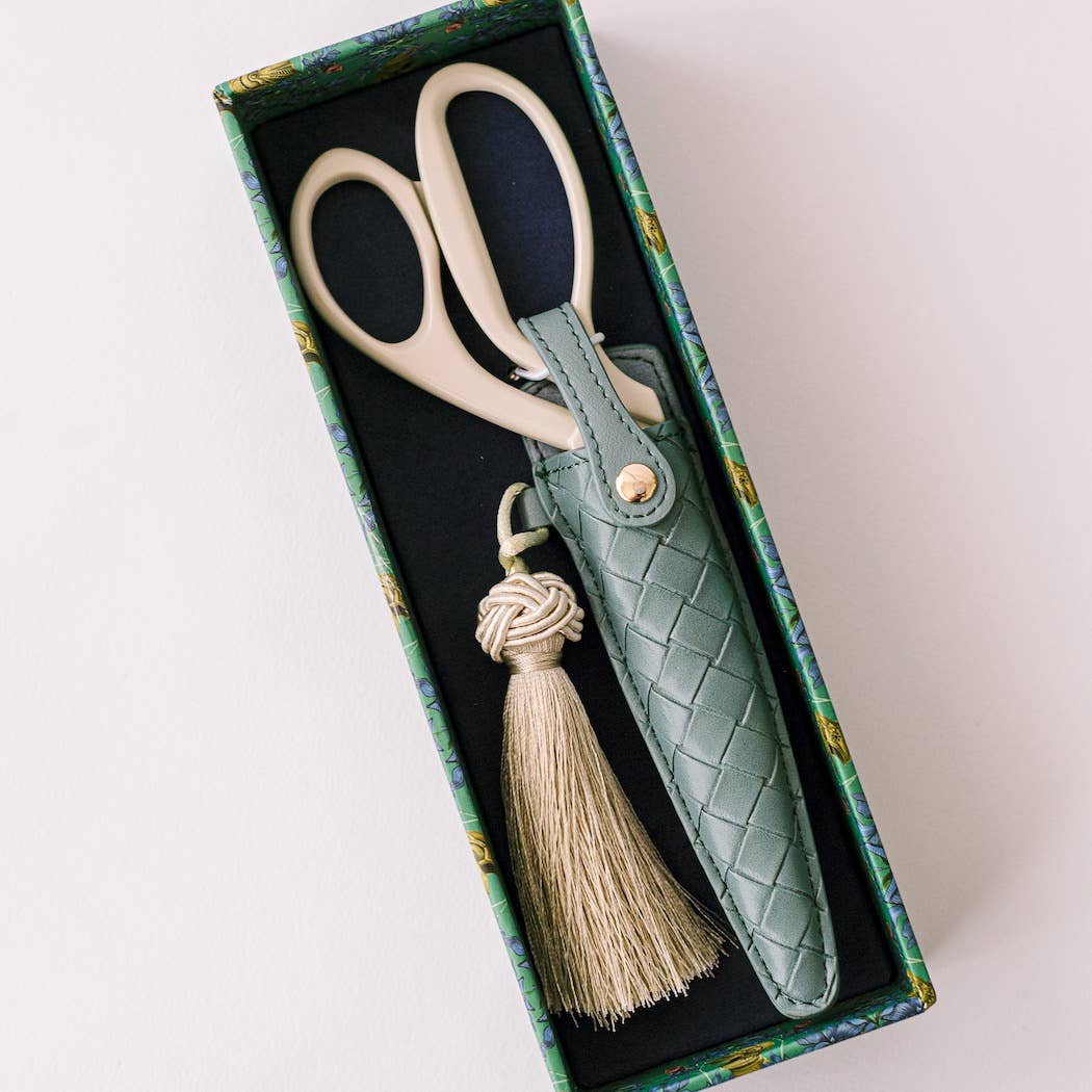 Dusk Blue-Ivory and Gold Heirloom Scissors with Case