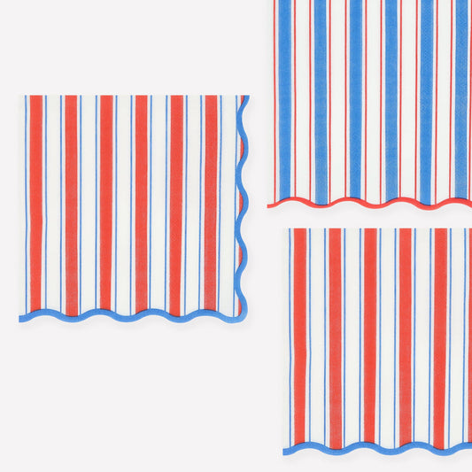 Red, white, and blue striped pattern on a white background