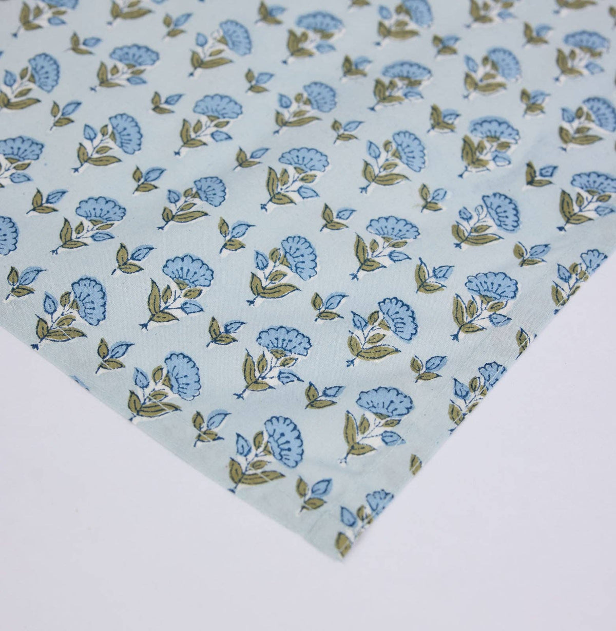 Block Printed Napkins Set of 4 - Ditsy Floral Blue Stone