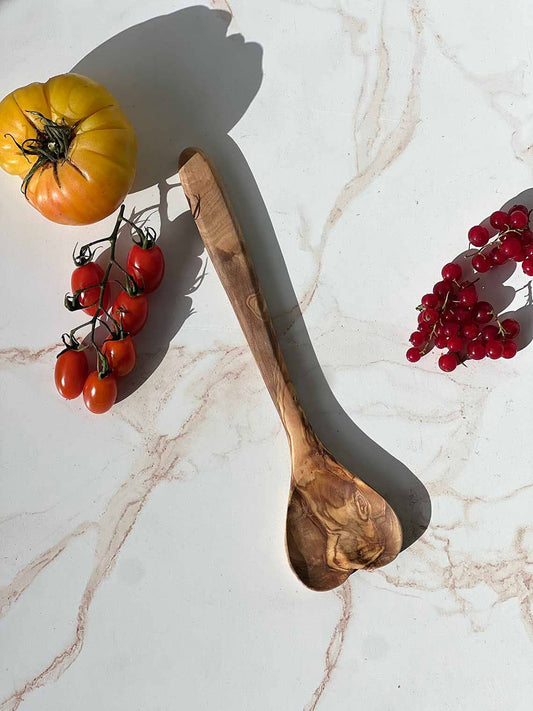 Olive Wood Heart Spoon 12"