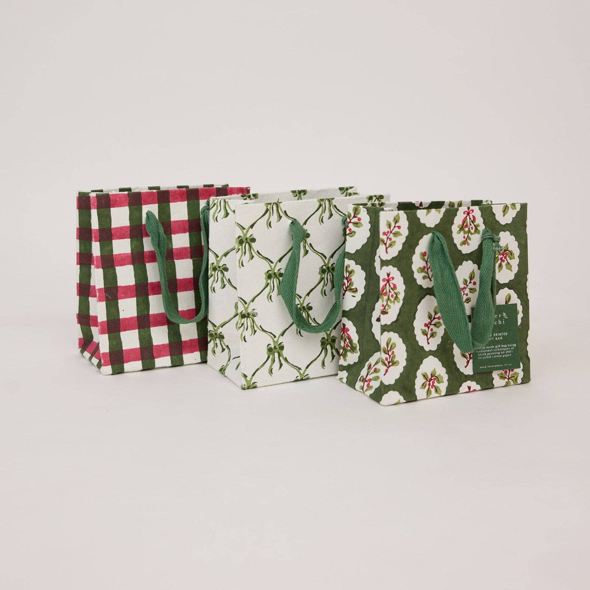 Holly Green Gift Bags - Small