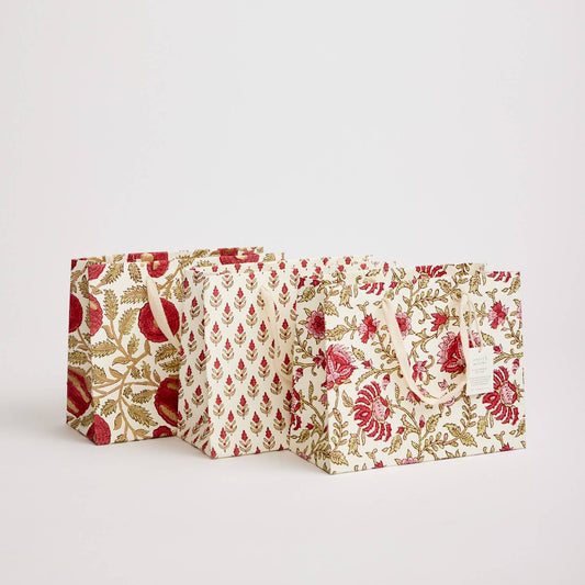 Scarlet Medium Hand Block Printed Gift Bag