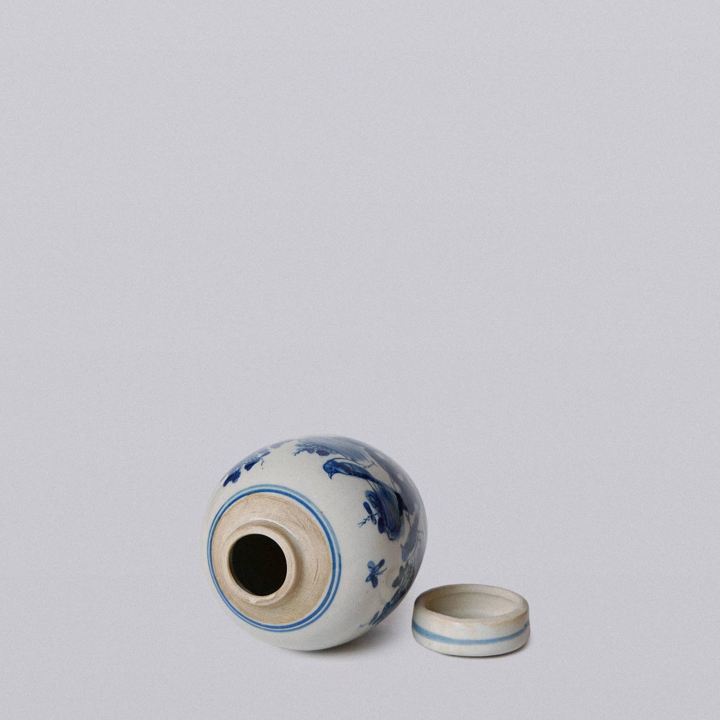 Cobalt Guild - Blue and White Porcelain Mini Bird and Flower Round Jar