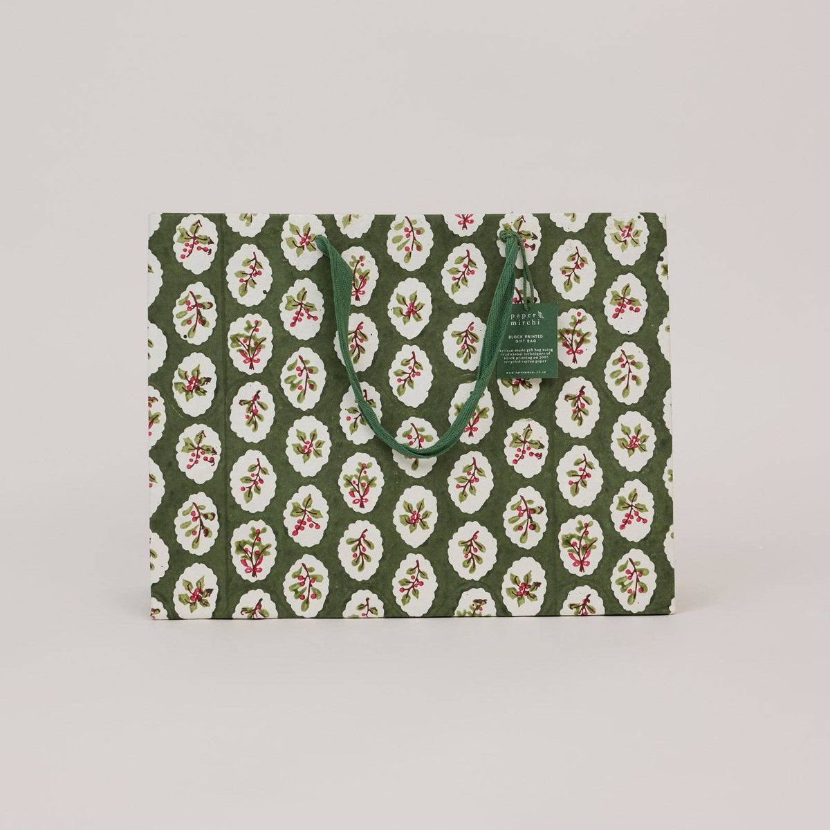Holly Green Gift Bags - Large