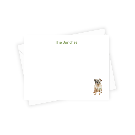Stationery with pug in corner