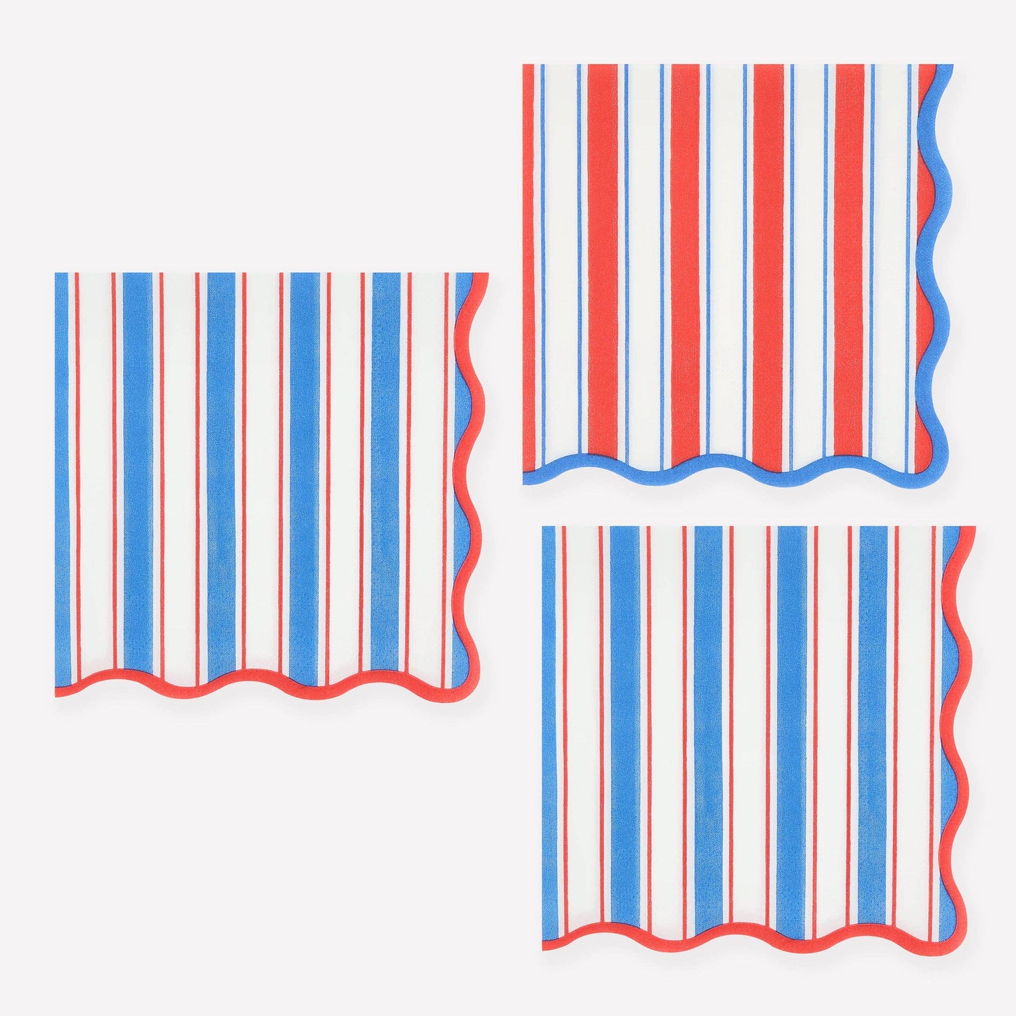 Red, white, and blue striped pattern on a white background