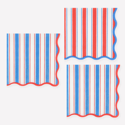 Red, white, and blue striped pattern on a white background