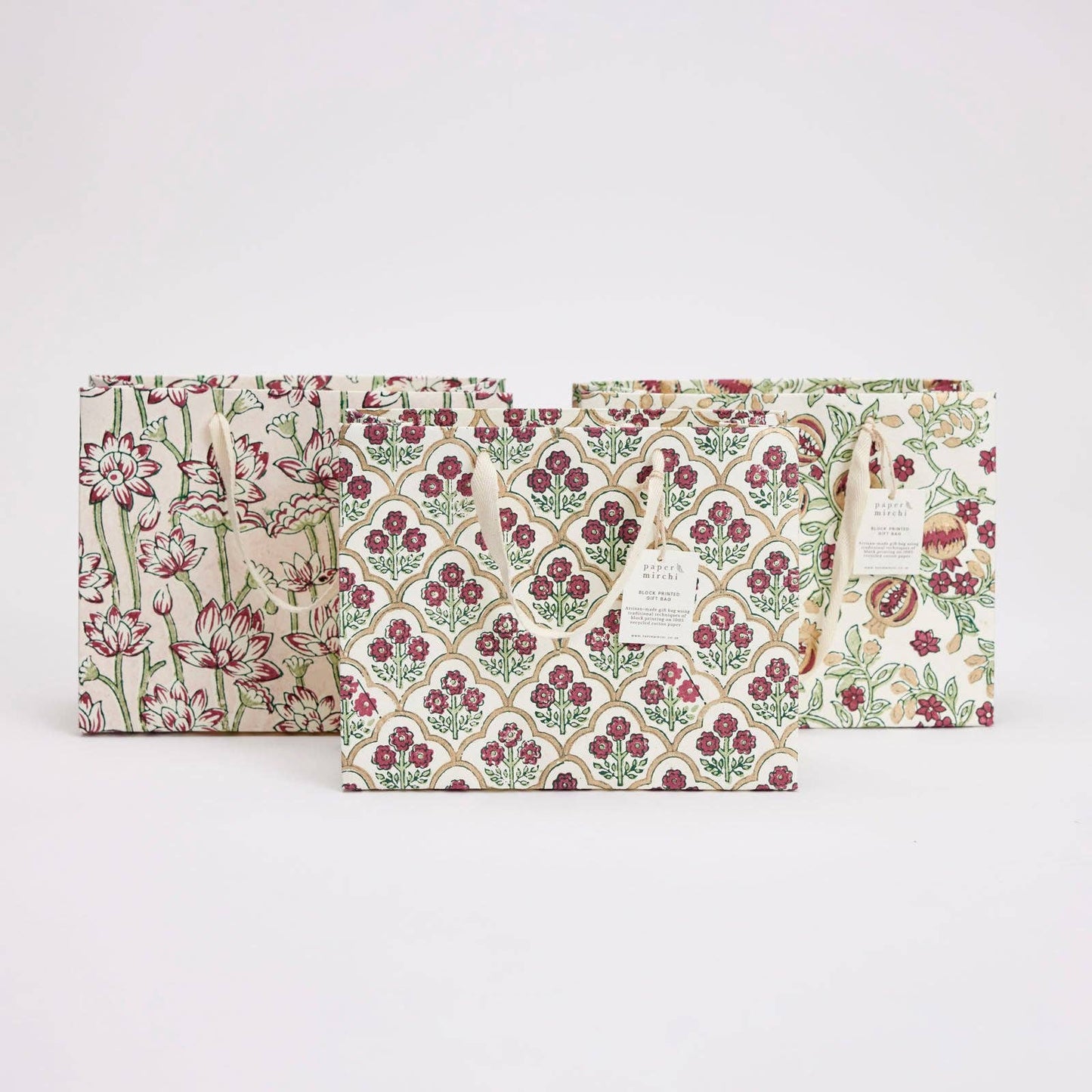 Cherry Medium Hand Block Printed Gift Bag