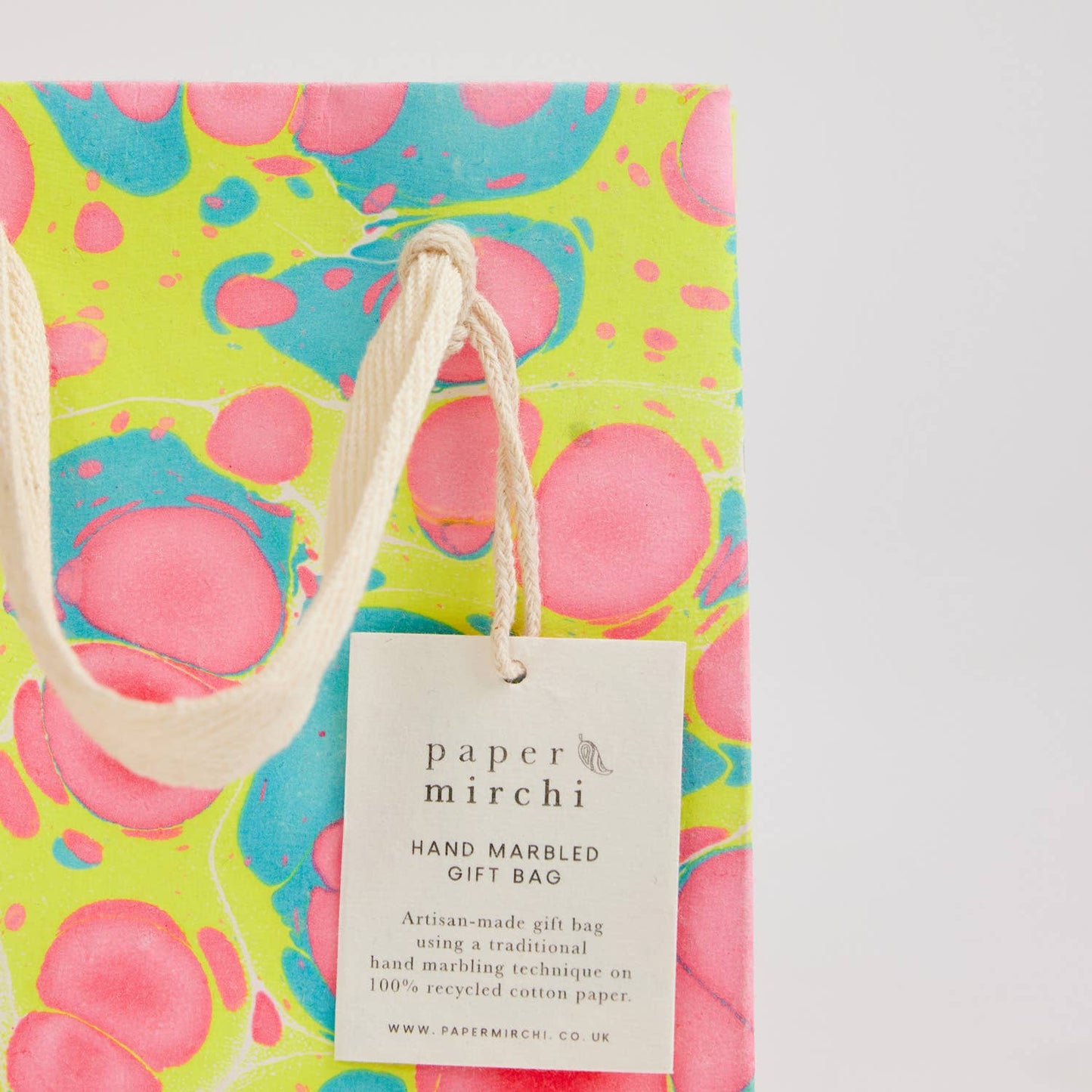Hand Marbled Gift Bag Small) - Neon