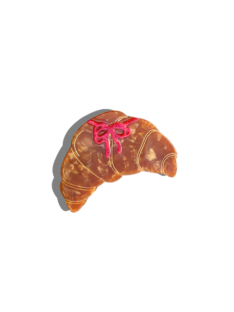 Hand-Painted Bow Croissant Claw Hair Clip