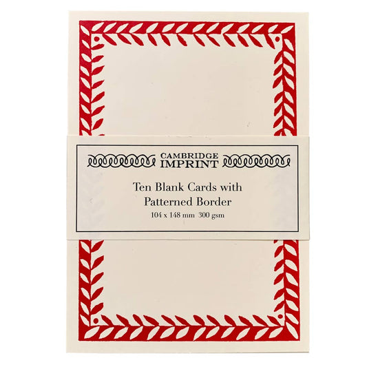 10 Postcards with Patterned Border in Crimson