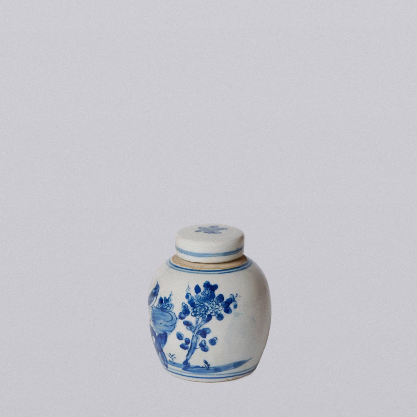 Cobalt Guild - Blue and White Porcelain Mini Bird and Flower Round Jar