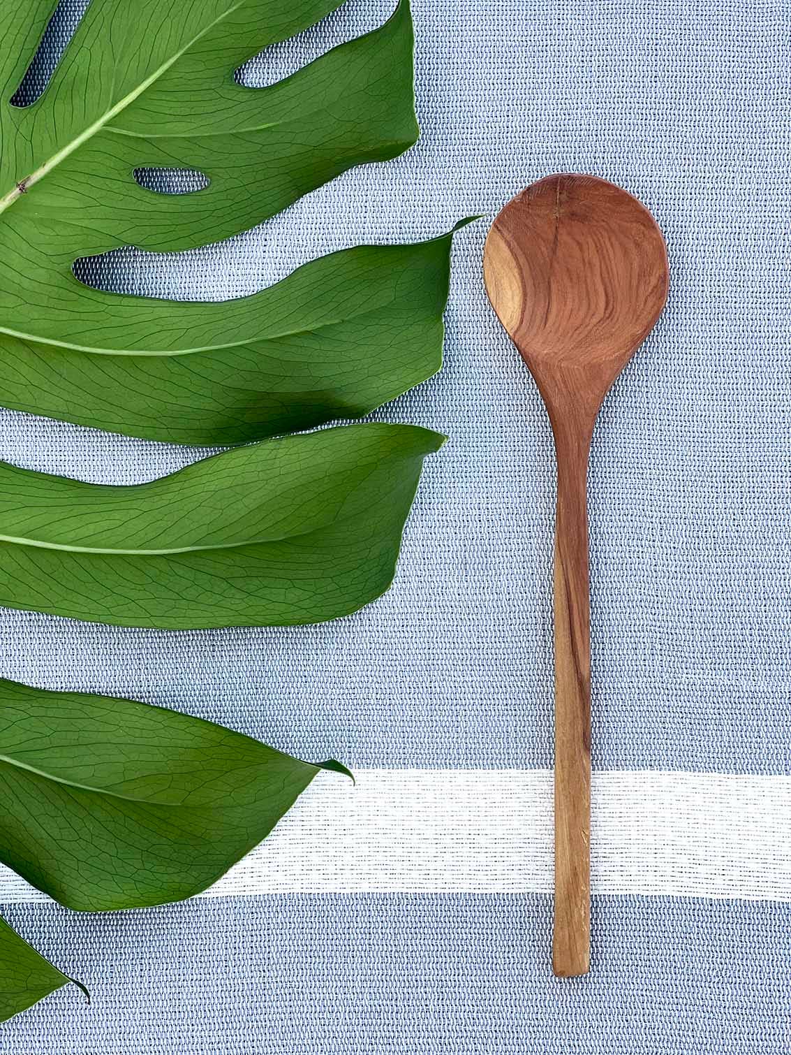 Olive Wood  Round Spoon Thin Handle 12"