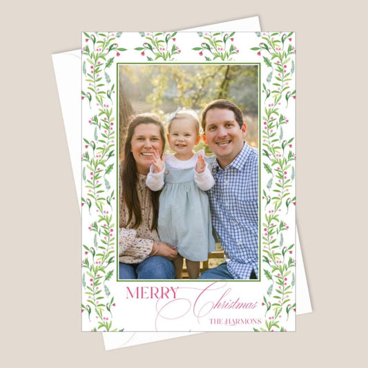 Pink Holly Border Card