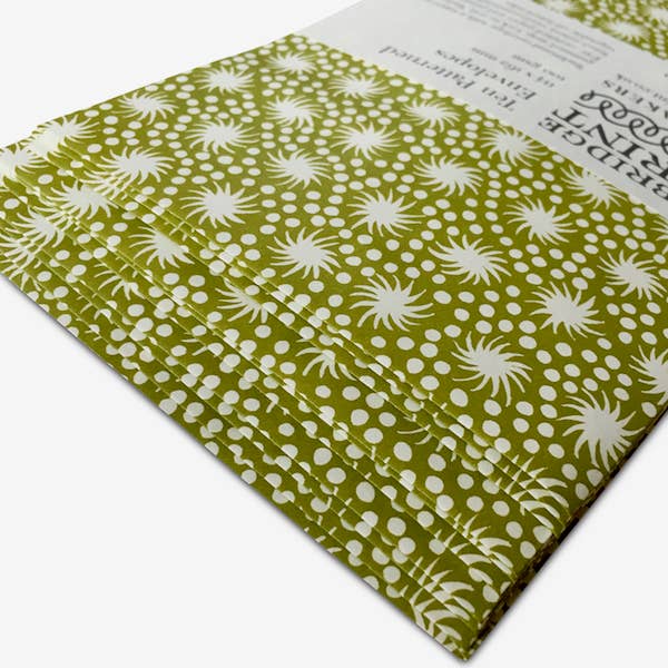 Packet of Ten Patterned Envelopes Animalcules Bawden Green