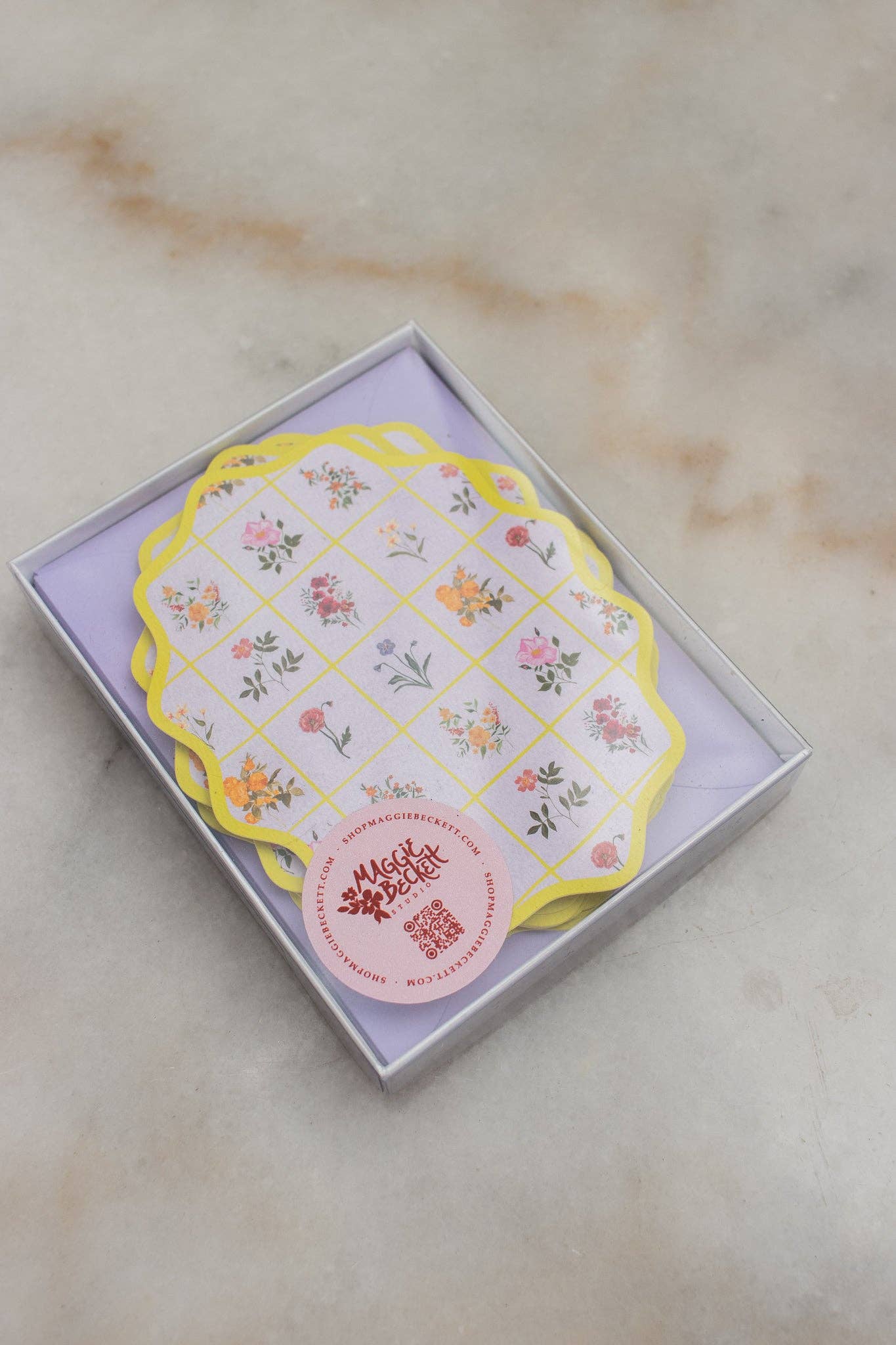 Lilac Flower Notecards with Wavy Edge