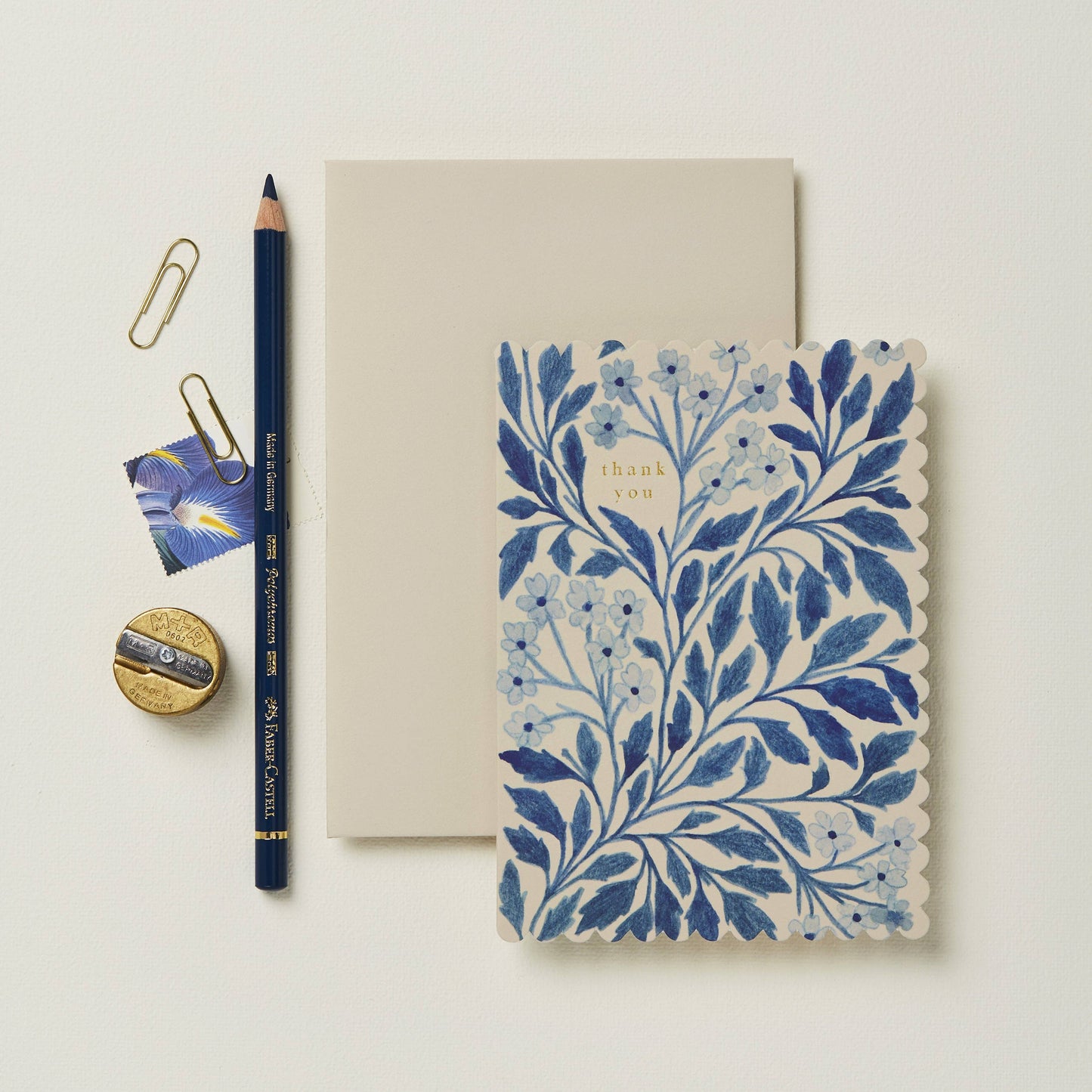 Wanderlust Paper Co - Blue Flora 'Thank You' Card