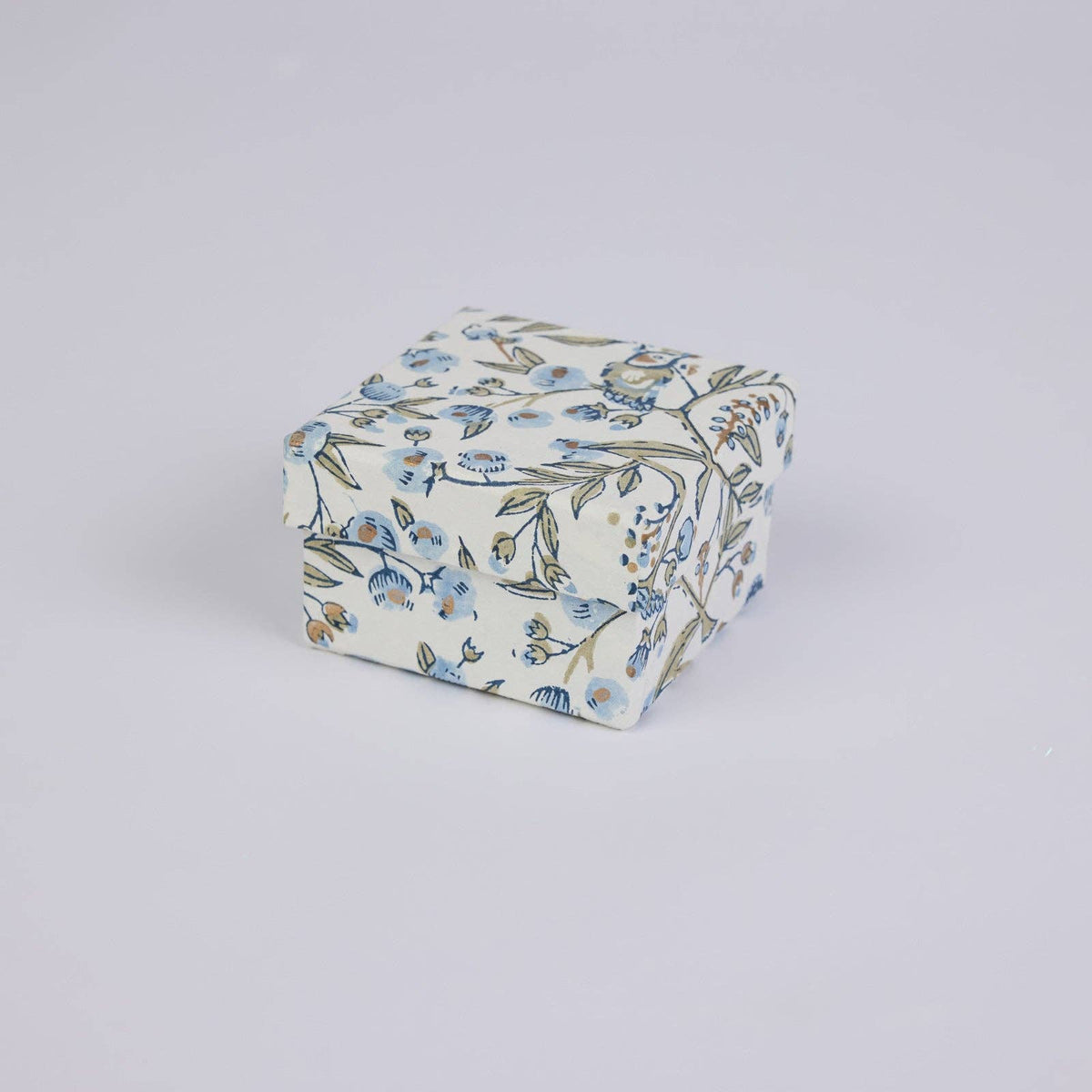 Block Printed Gift Boxes - Floral Blue Stone