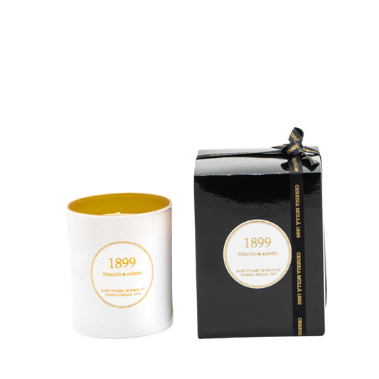 Tobacco & Amber White & Gold 8oz Classic Candle