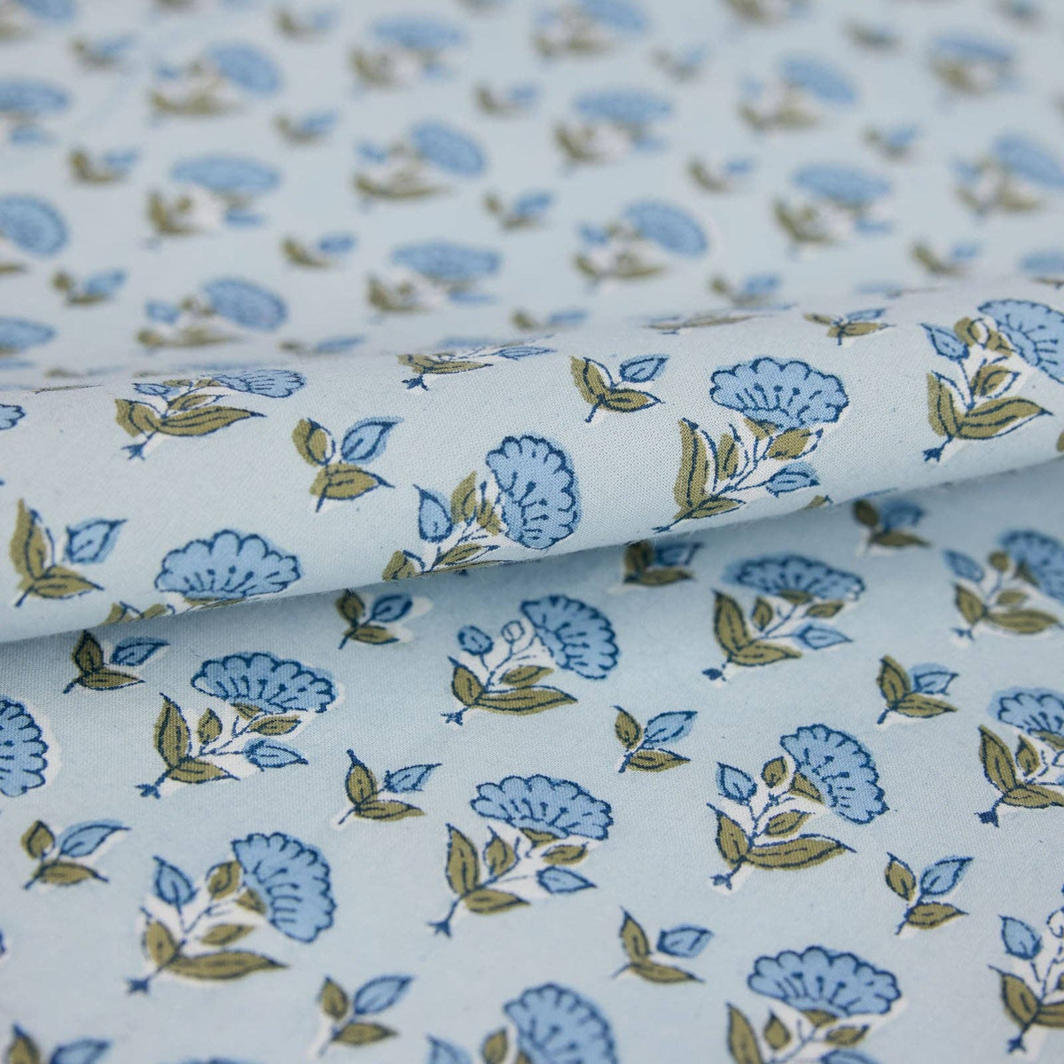 Block Printed Napkins Set of 4 - Ditsy Floral Blue Stone