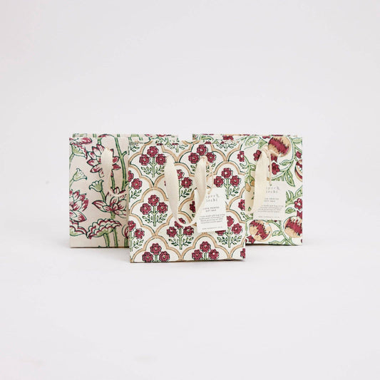 Cherry Small Hand Block Printed Gift Bag