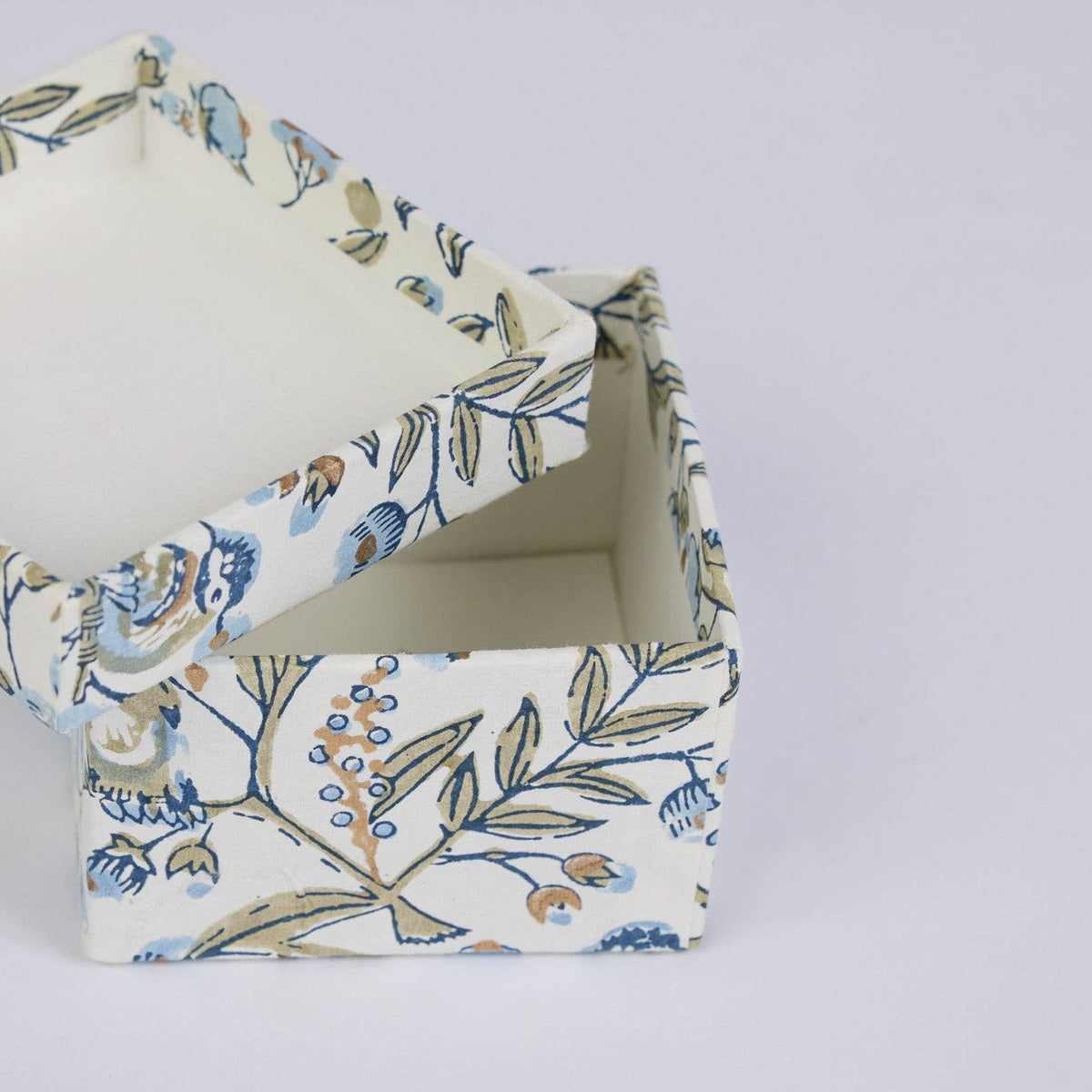 Block Printed Gift Boxes - Floral Blue Stone