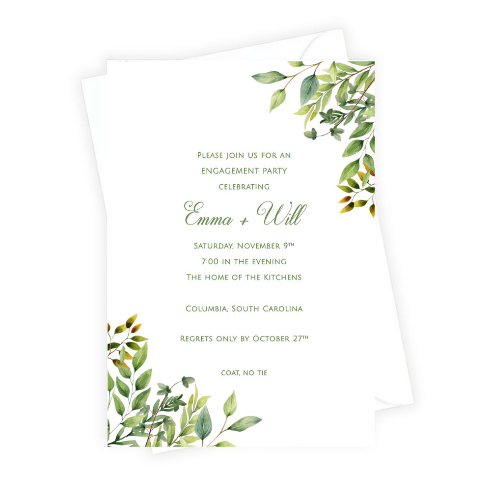 Leafy Engagement Party Invitation