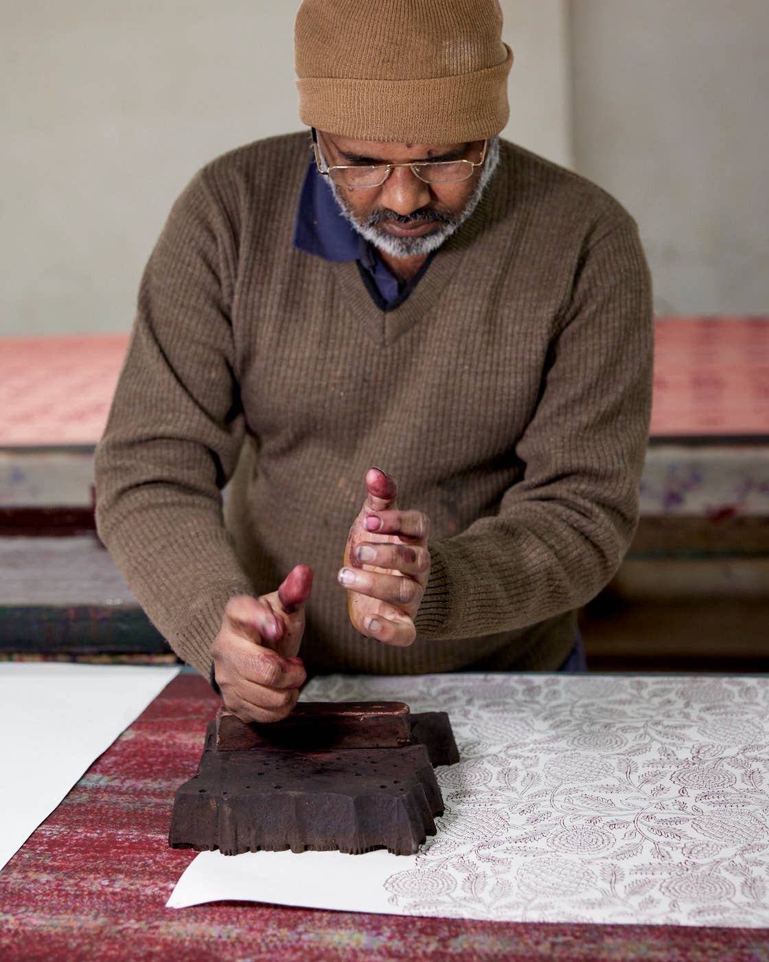 Scarlet Medium Hand Block Printed Gift Bag