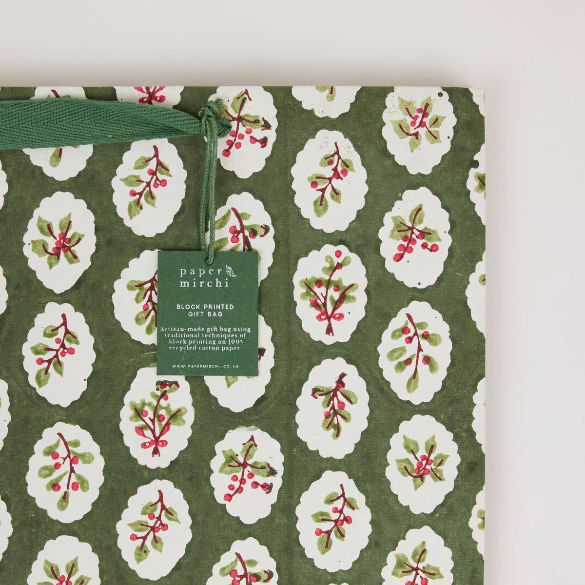 Holly Green Gift Bags - Large