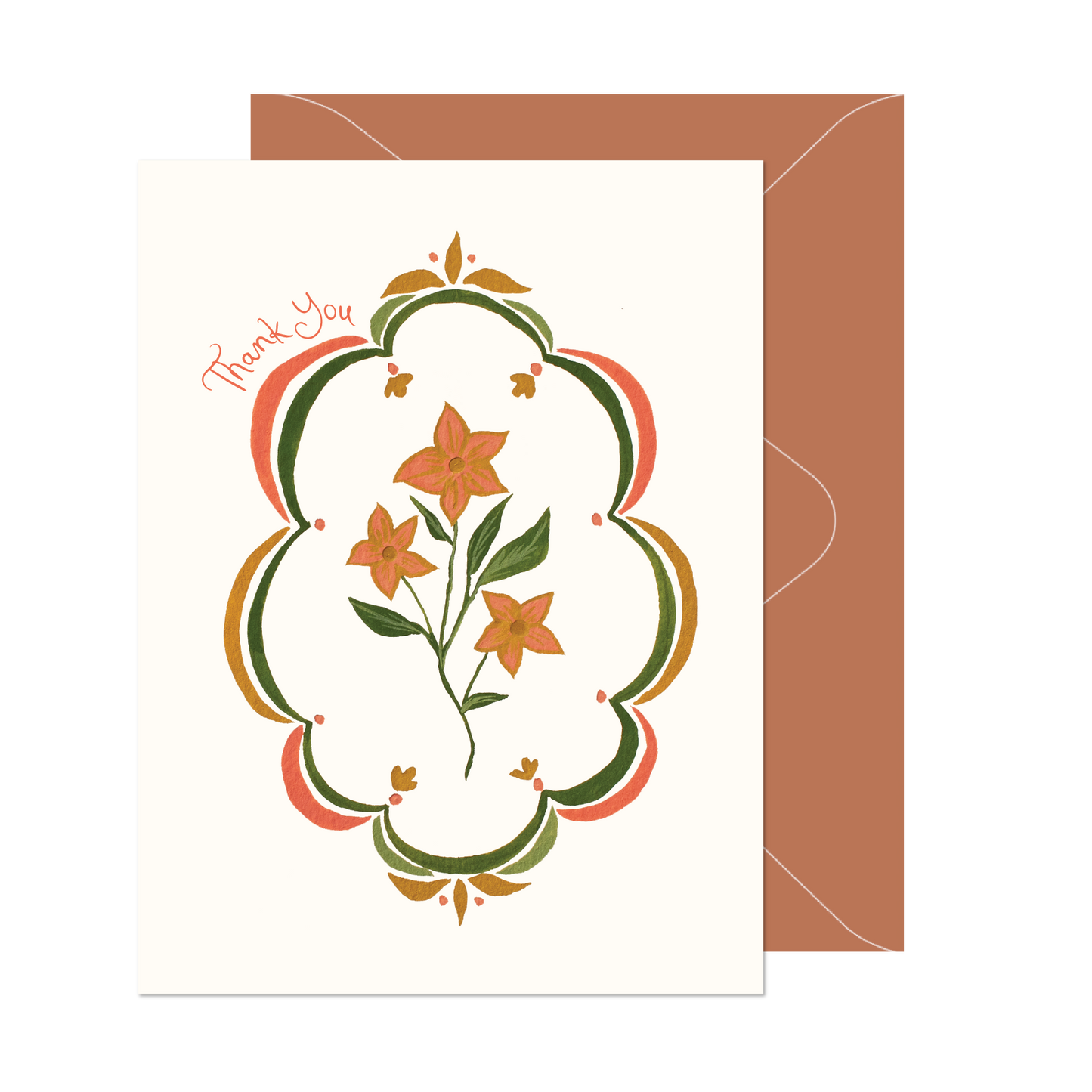 Orange Floral Thank You Cards