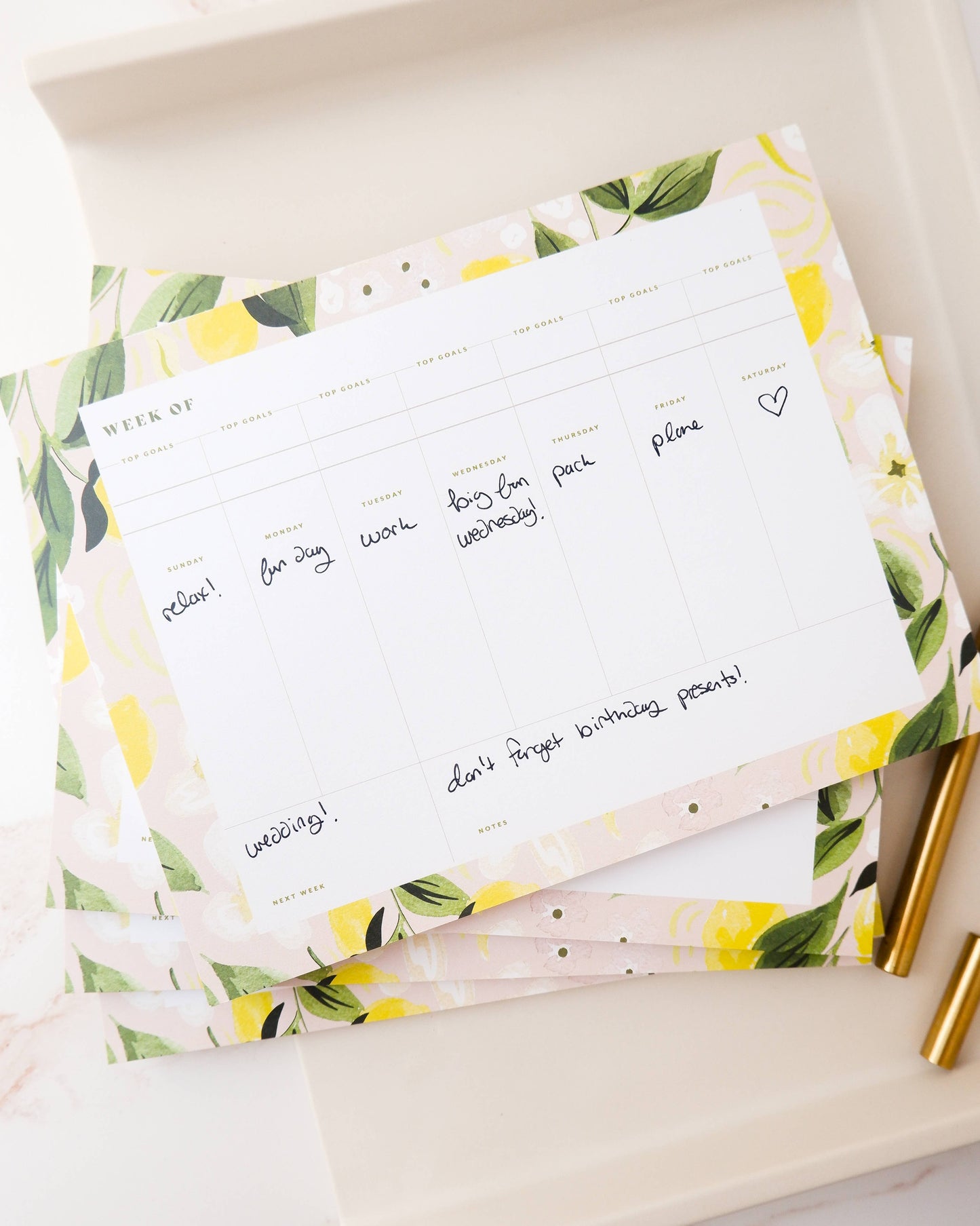 Citron Weekly Planner Desk Notepad