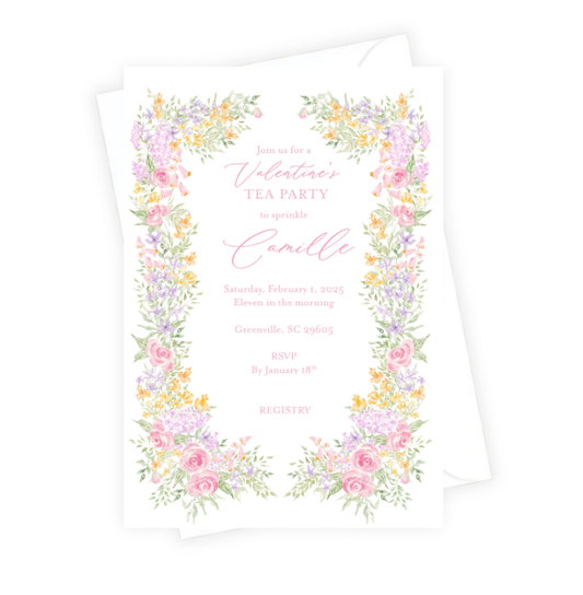 Bridal invitation with pastel flowers