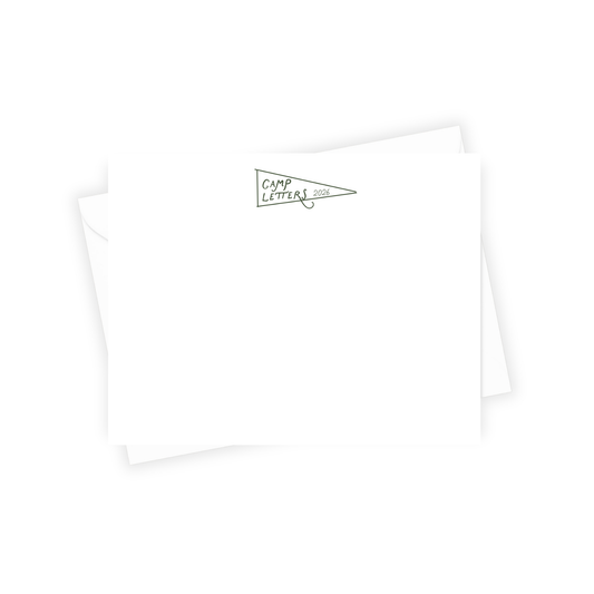 White stationery with 'Camp Letters' logo on a white background