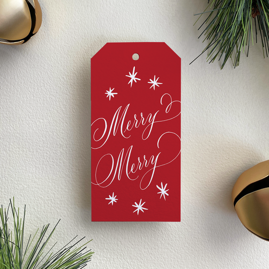 Merry Merry Gift Tag, Red and White - Gloster Road