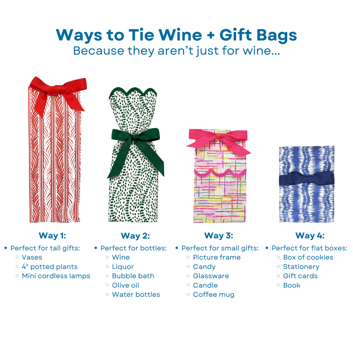 Holiday Bow Garden Wine + Gift Bag Kits | Set of 6