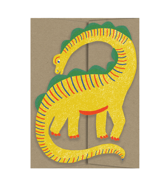 Yellow Dino Die Cut Card