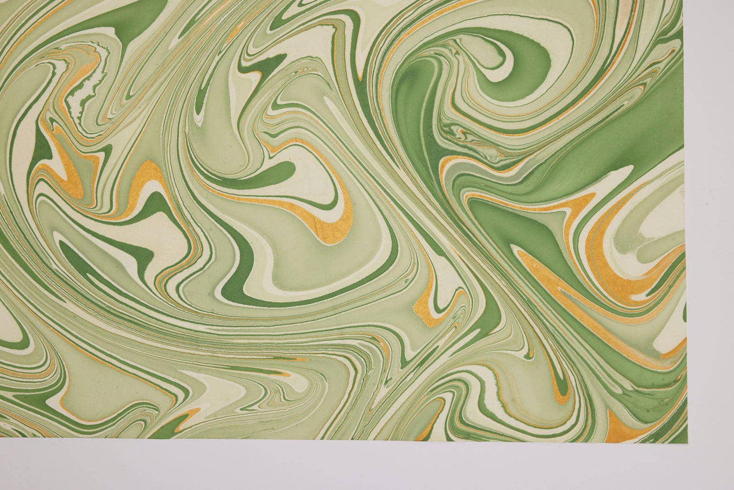 Waves Matcha Hand Marbled Wrapping Paper Sheet