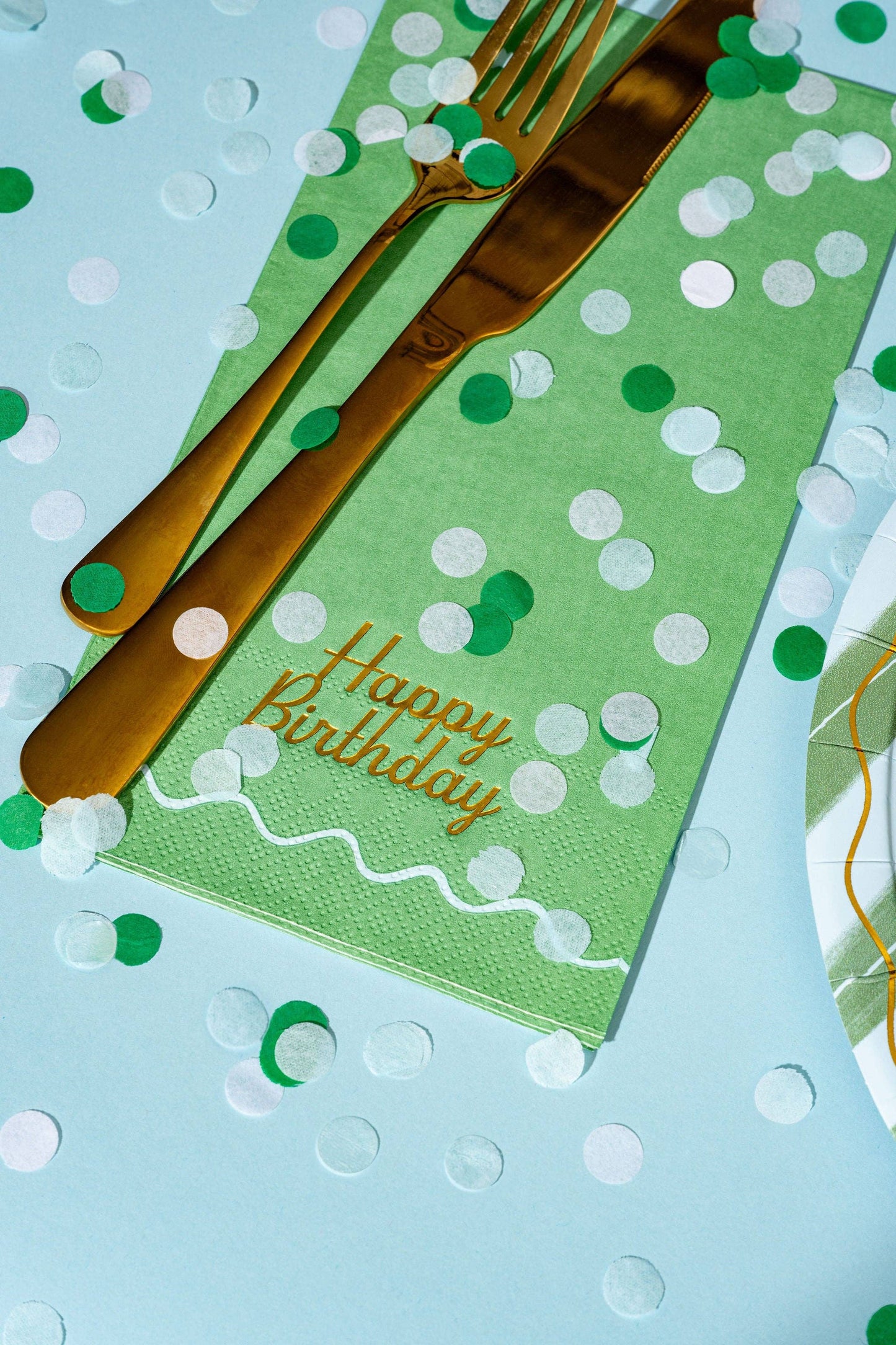 Emergency Confetti - Blue & Green Birthday Guest Napkins