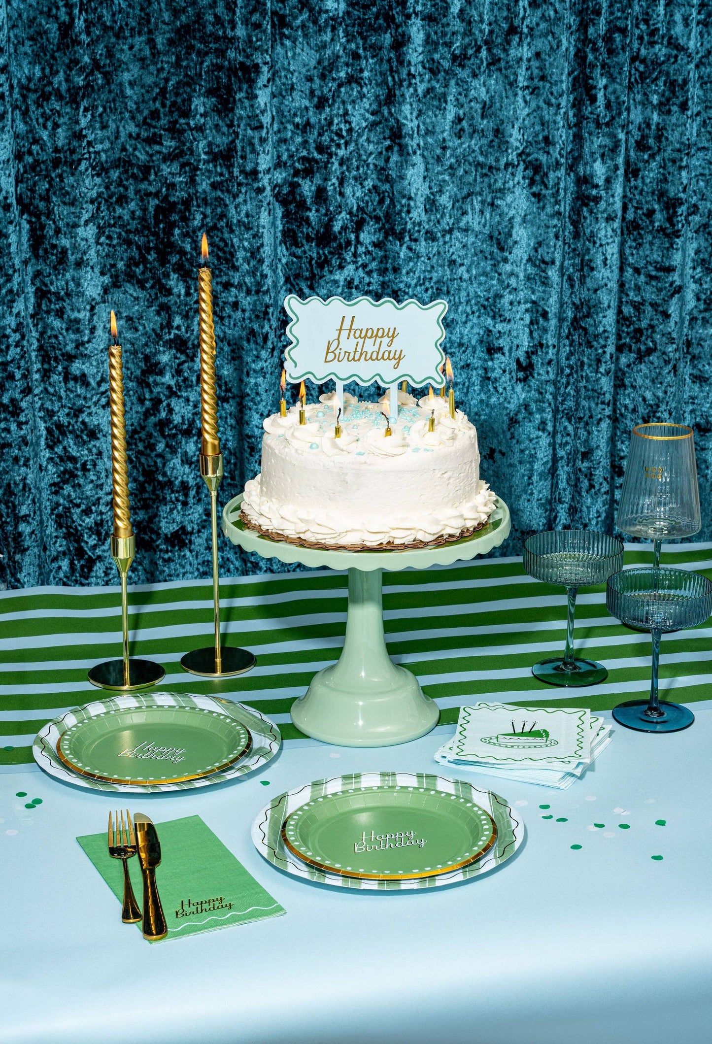Emergency Confetti - Blue & Green Birthday Guest Napkins