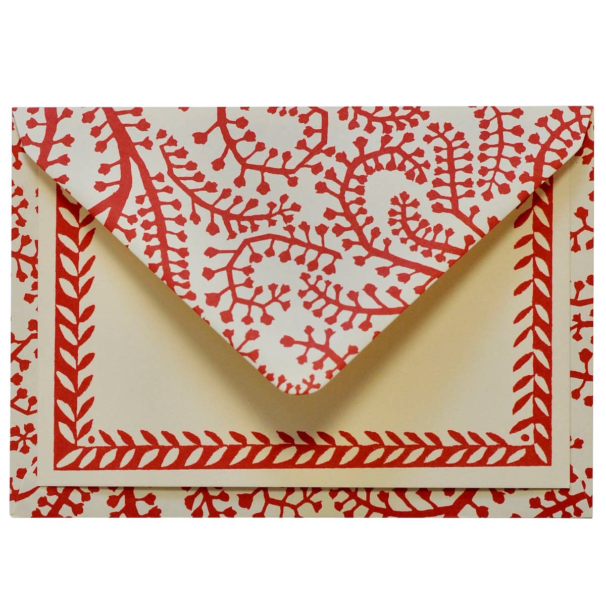 Seaweed Paisley Crimson Set of Notecards and Envelopes