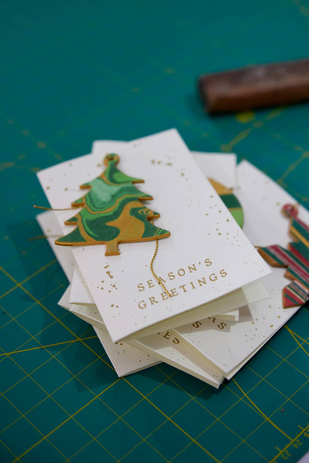 Tree Emerald Marble Ornament Christmas Card