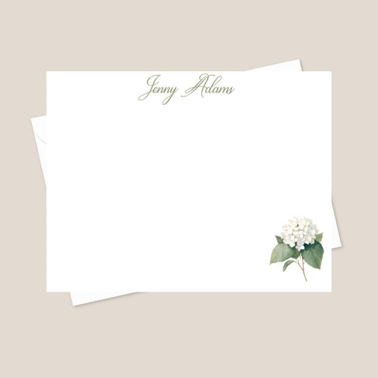 White Hydrangea Stationery