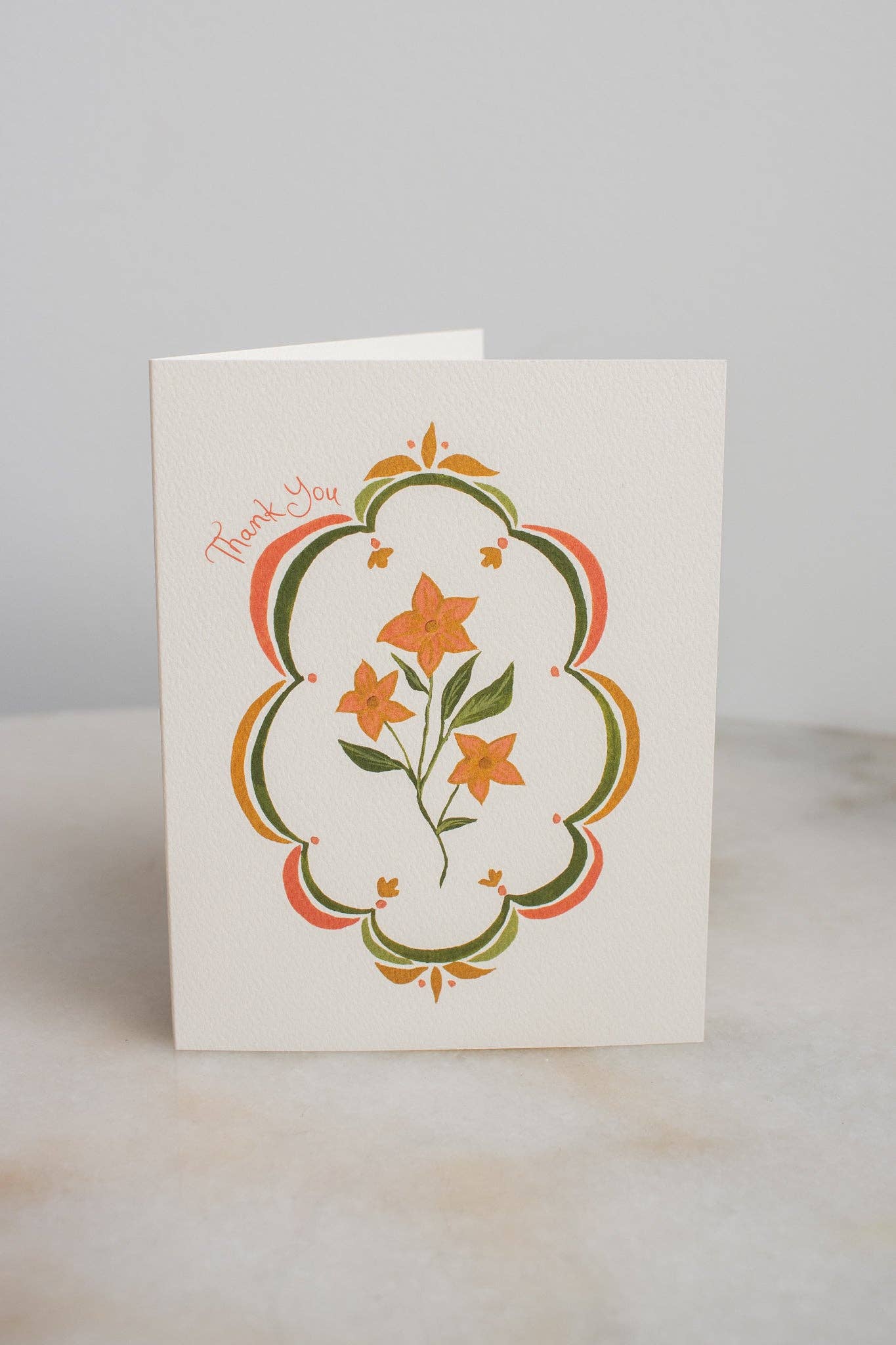 Orange Floral Thank You Cards