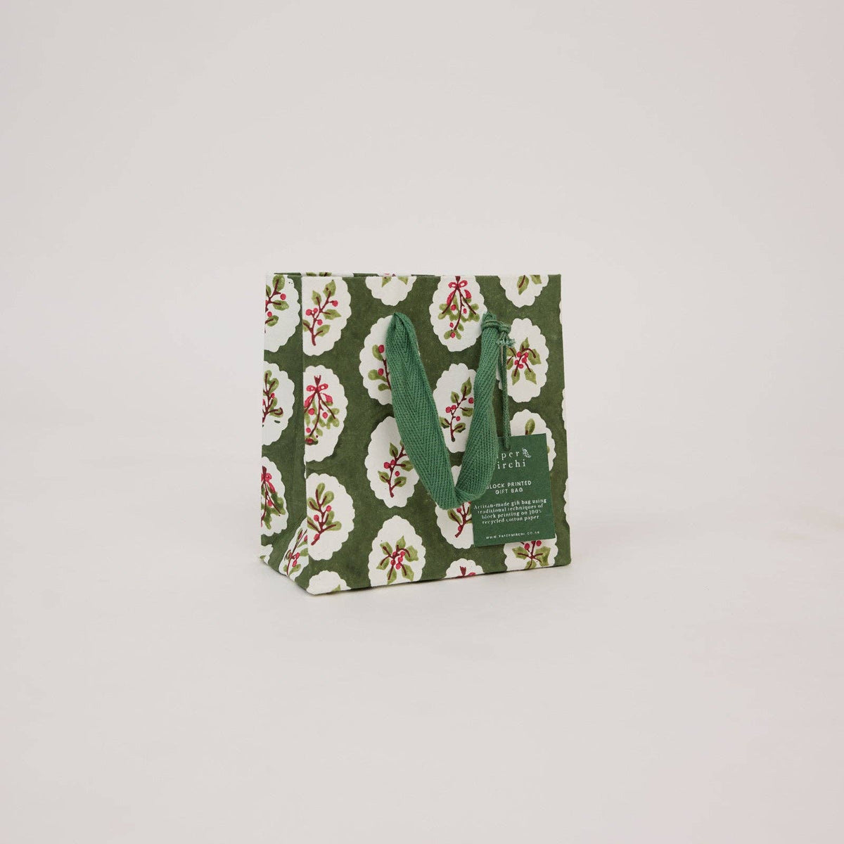 Holly Green Gift Bags - Small